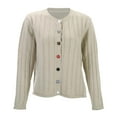 thumbnail image 4 of SGMVNU Knit Cardigan Sweaters for Women Long Sleeve Ribbed Button Up Sweater 2025 Fall Casual Jacket Women's Cardigans(Beige, One Size), 4 of 5