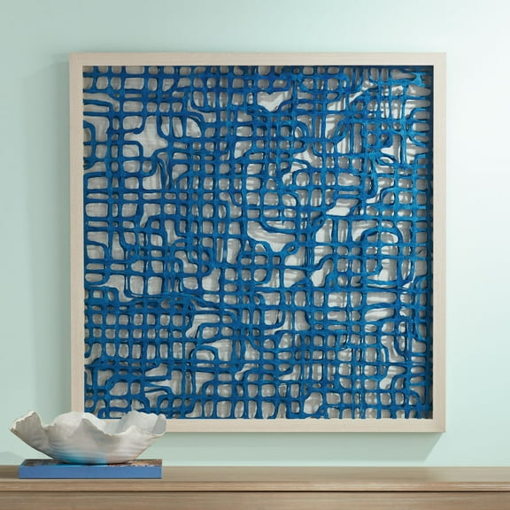 Dahlia Studios 31 1/2" Amaze Blue Square Framed Wall Art