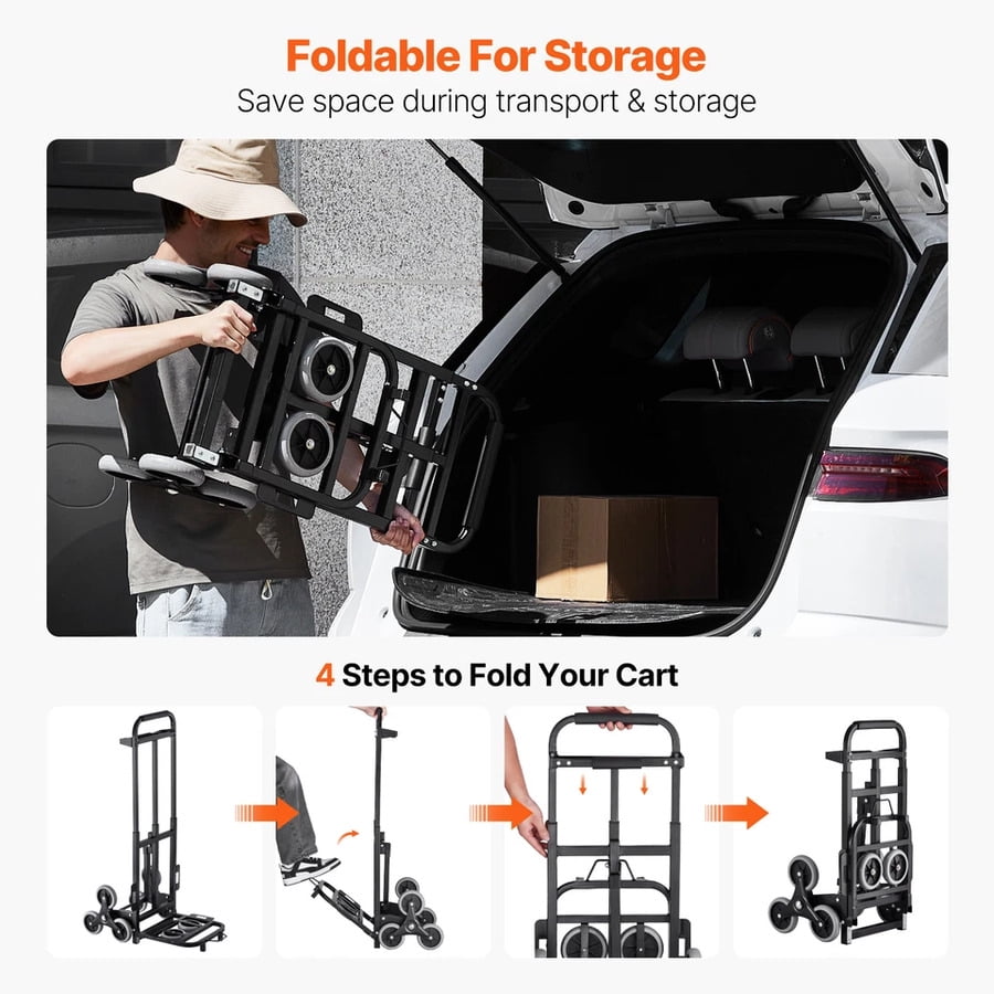 SIHAO Stair Climbing Cart, 460 lbs Capacity Stair Climber Hand Truck Dolly, Heavy-Duty Folding Trolley Cart with 8 Wheels for Home Shopping Moving Warehouse