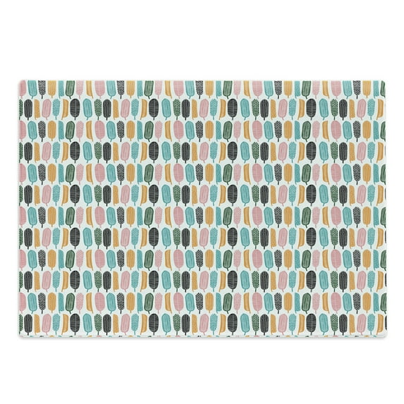 Leaves Cutting Board, Abstract Minimal Ornamental Autumn Forest Leaf Designs in Pastel Tones Repetition, Decorative Tempered Glass Cutting and Serving Board, in 3 Sizes, by Ambesonne