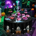 thumbnail image 4 of Round Gothic Skull Tablecloth 70 Inches, Horror Skeleton Table Cover Decorative Dining, Scary Round Halloween Tablecover Picnic Party Decoration, 4 of 7