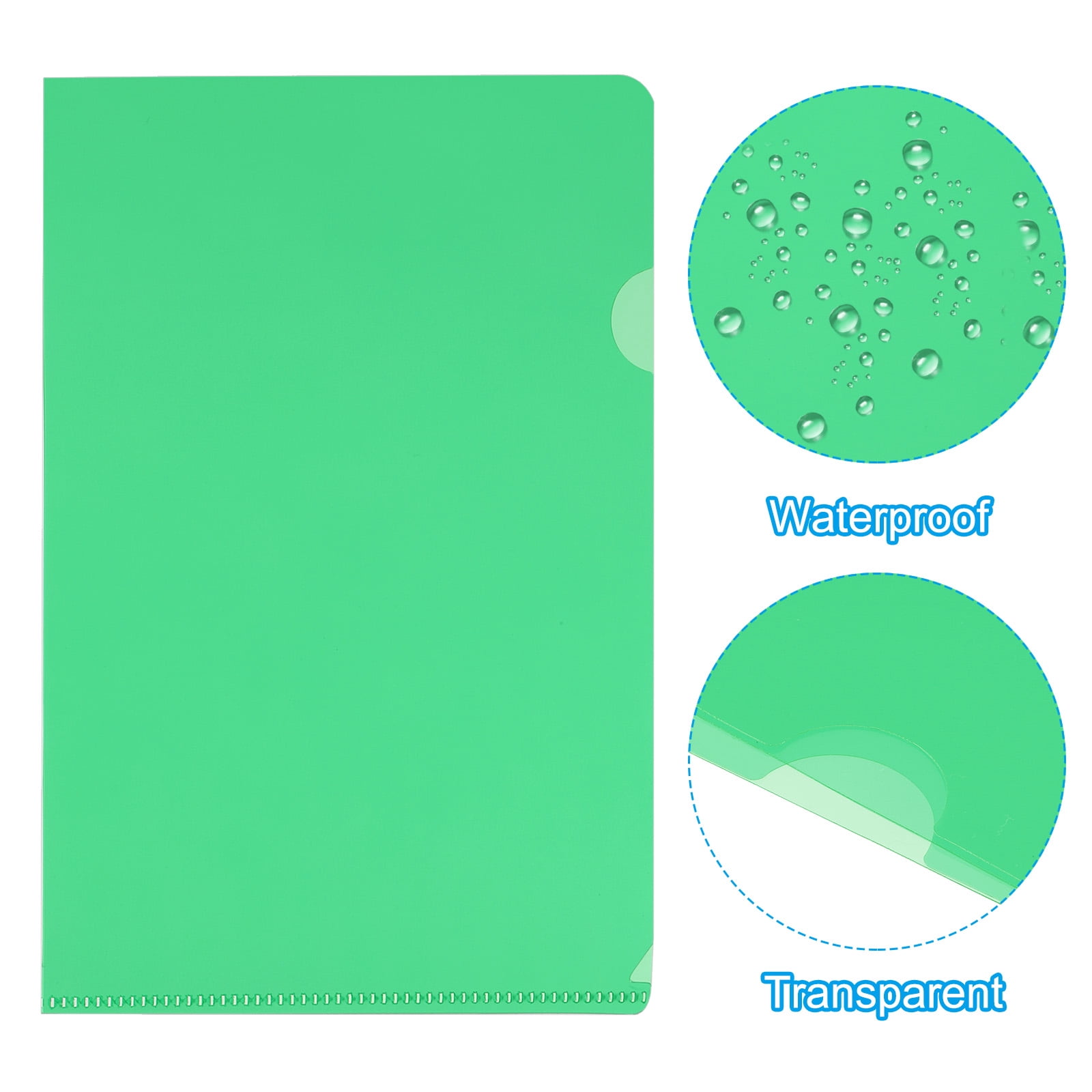 Uxcell L Type Folders 50 Pack A5 Plastic File Project Pockets Clear Paper Document Jacket Sleeves Green