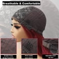 thumbnail image 6 of Red Wig with Bangs  Wave for Women Ombre Black to Red with Bangs 24 inch Long Wave Burgundy Wig  with Middle Part Synthetic Heat Resistant Glueless Wig for Daily Party  Use, 6 of 7