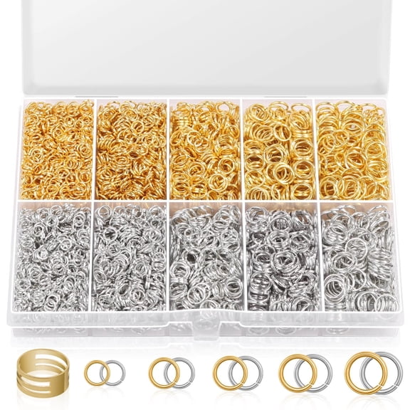 Deally 4600Pcs Silver and Gold Jump Rings with Open/Close Tools for Jewelry Making and Necklace Repair (Assorted Sizes)