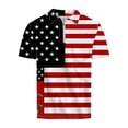 thumbnail image 3 of ibuvkizy Men's 4Th Of July USA Shirts Shirt Short Sleeve American Flag T-Shirt Men's Casual Printed Zippered T-shirt With Lapel Top Summer Patriotic Graphic Tees Clearance, 3 of 5