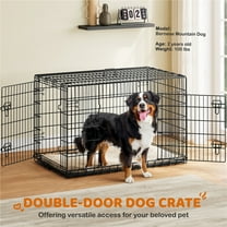 Yaheetech 48" Foldable Metal Dog Crate with 2 Doors and Pull-out Tray, Black