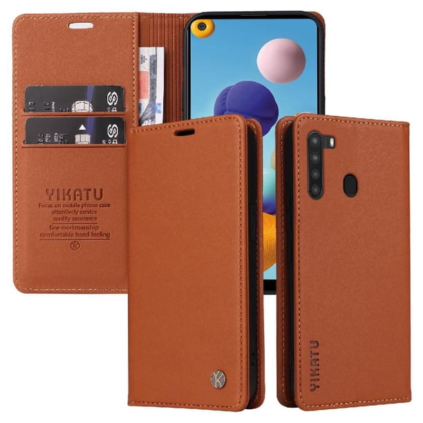 Funda para Samsung Galaxy A21 Estuche de Cuero PU Tipo Cartera con Ranuras para Tarjetas y Cierre Magnético