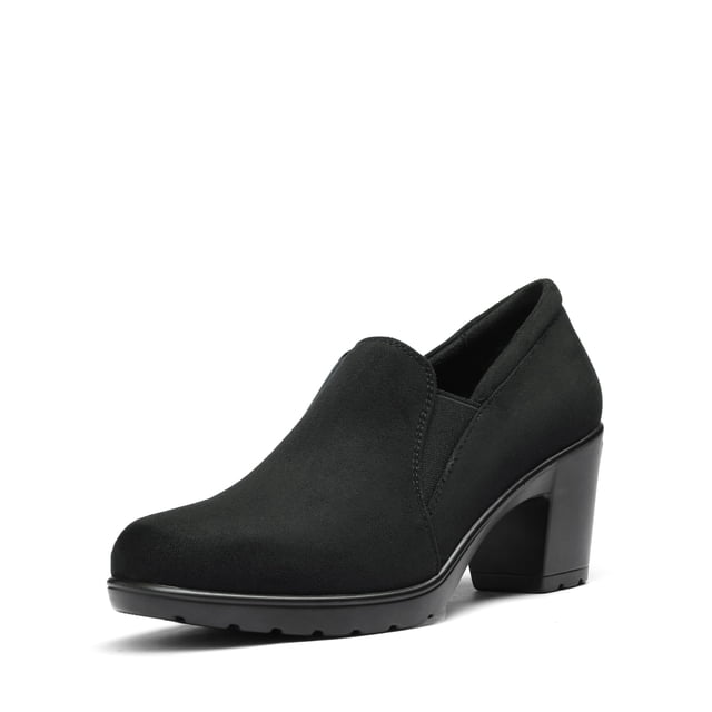 DREAM PAIRS Mocasines de Tacón Bajo y Grueso para Mujer en Negro