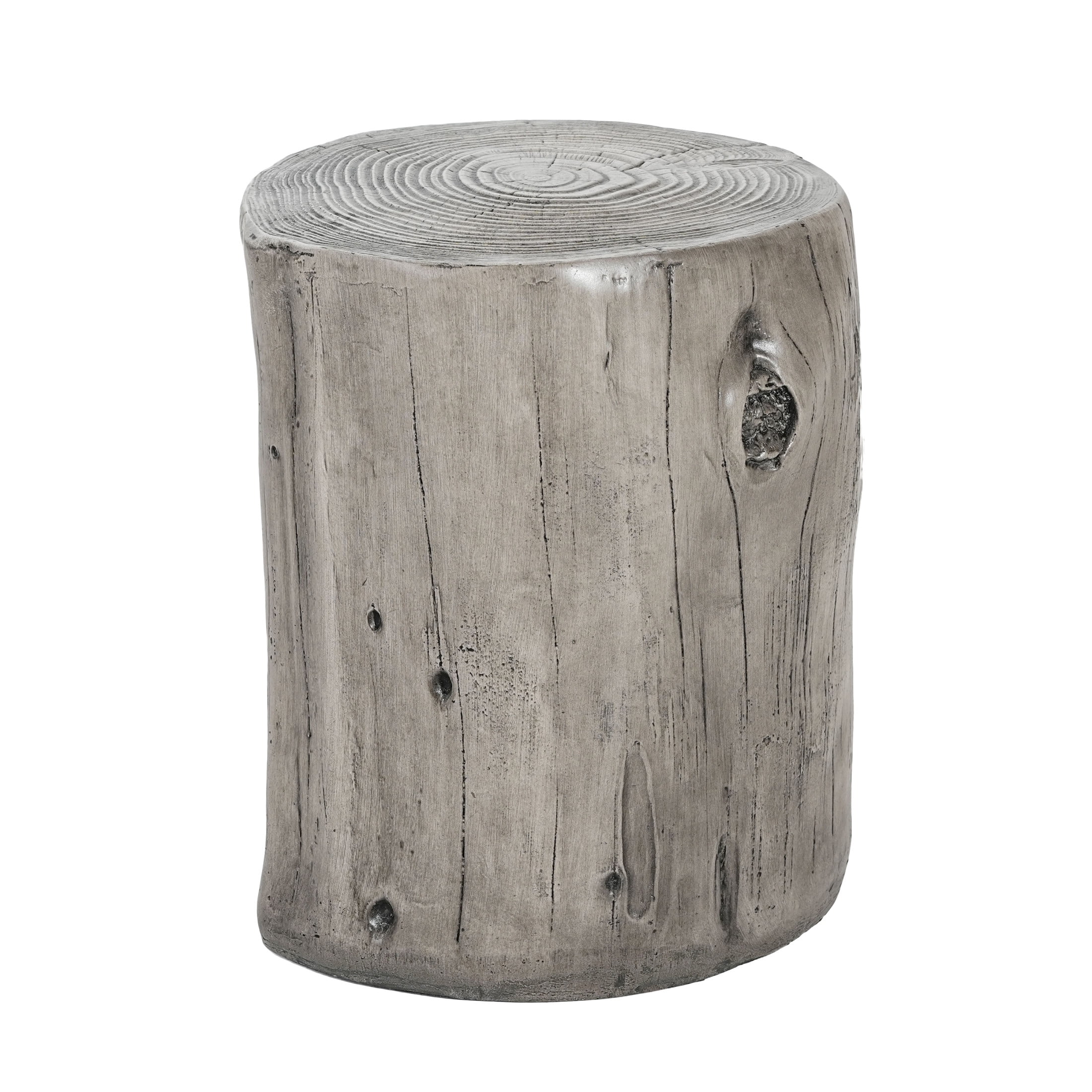 Christopher Knight Home MGO Tree-Stump Side Table, Lightweight Concrete Accent Table, Gray Wood Grain