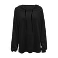thumbnail image 5 of Women Blouses Dressy Casual Fall Comfy V-Neck Long Sleeve Mitten- Cold Shoulder with Pocket Solid Color Leisure Cotton Hoodies Sweatshirts(Black,XXL), 5 of 5