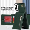 thumbnail image 5 of Samsung Galaxy S21 FE 5G Cases with Card Holder for Women,Crossbody Phone Case for Samsung S21 FE with Strap,Leather PU Lanyard Magnetic Clasp Zipper Wallet Case with Kickstand,6.4" Green, 5 of 14
