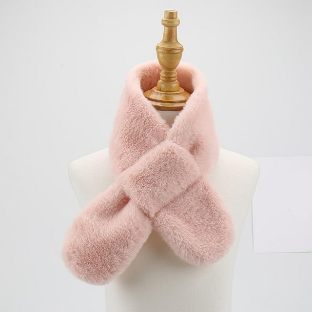 RXIRUCGD Fashionable Children's Solid Color Scarf Plush Cute Thick Warm Scarf( Watermelon Red )