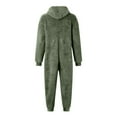 thumbnail image 4 of BRGZLK Kids Onesie Homewear Sherpa Hooded Jumpsuit Cute Boys Long Sleeve Fuzzy Warm Romper Adult Casual Loungewear with Pockets Army Green 7-8 Years, 4 of 5