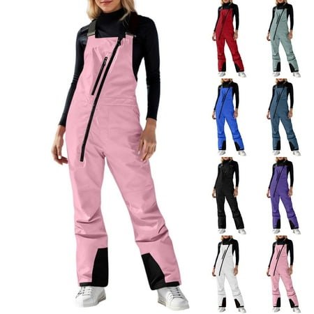 CAIXIA Snow Pants for Women Winter One Piece Ski Bibs Overalls Waterproof Adjustable Shoulder Strap Insulated Snowsuit Grey