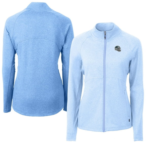 Women's Cutter & Buck Heather Powder Blue Carolina Panthers Adapt Eco Knit Heather Full-Zip Jacket