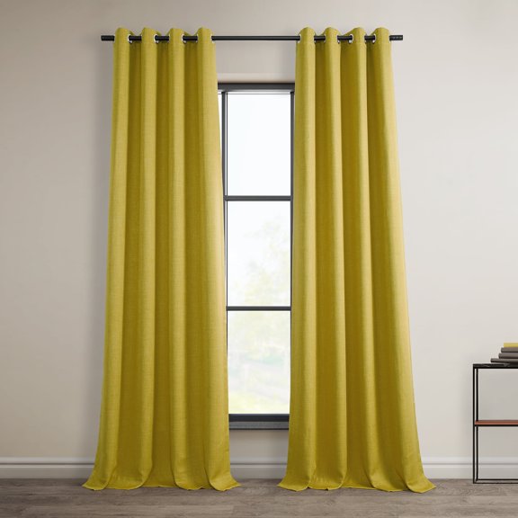 HPD Half Price Drapes Graphic Gold Grommet Faux Linen Room Darkening Curtains for Bedroom & Living Room Curtains (1 Panel), Door & Window Curtains 84 inches long, Grommet Curtains & drapes, 50W X 84L