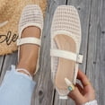 thumbnail image 2 of YgkuHd Slip-On Flats for Women Transparent Mesh Casual Shoes with Breathable Mesh Upper, Trendy Plus Size Spring Summer Comfortable Footwear,Beige_43, 2 of 6