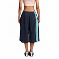 thumbnail image 3 of Women’s Side Stripe Elastic Waist Long Bermuda Sweat Shorts Loose Wide Leg Mid‑Calf Cropped Capri Shorts Casual Streetwear M, 3 of 4
