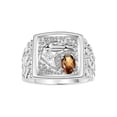 thumbnail image 1 of RYLOS Men's Rings Sterling Silver Rings Lucky Nugget Horse Head 6X4MM Oval Gemstone & Diamond Ring Smoky Quartz June Birthstone Rings For Men Size 11, 1 of 7