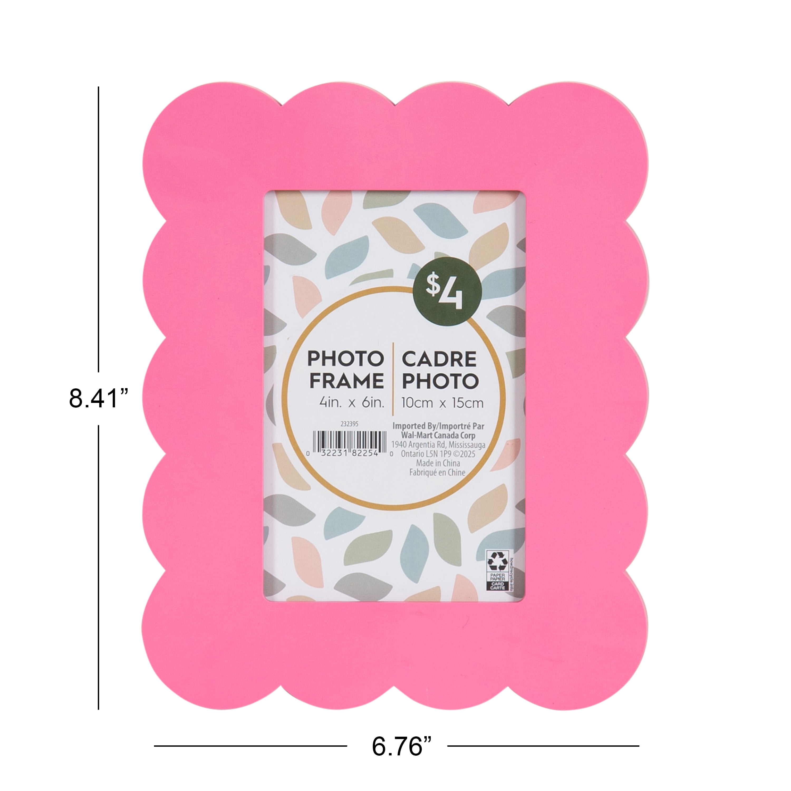 DesignOvation Scalloped 4" x 6" Pink Decorative Tabletop Picture Frame