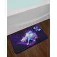thumbnail image 2 of Space Unicorn Bath Mat, Flying Magic Fantasy Horse and Dragonflies on Universe Backdrop Stars, Plush Bathroom Decor Mat with Non Slip Backing, 29.5" X 17.5", Indigo Multicolor, by Ambesonne, 2 of 2