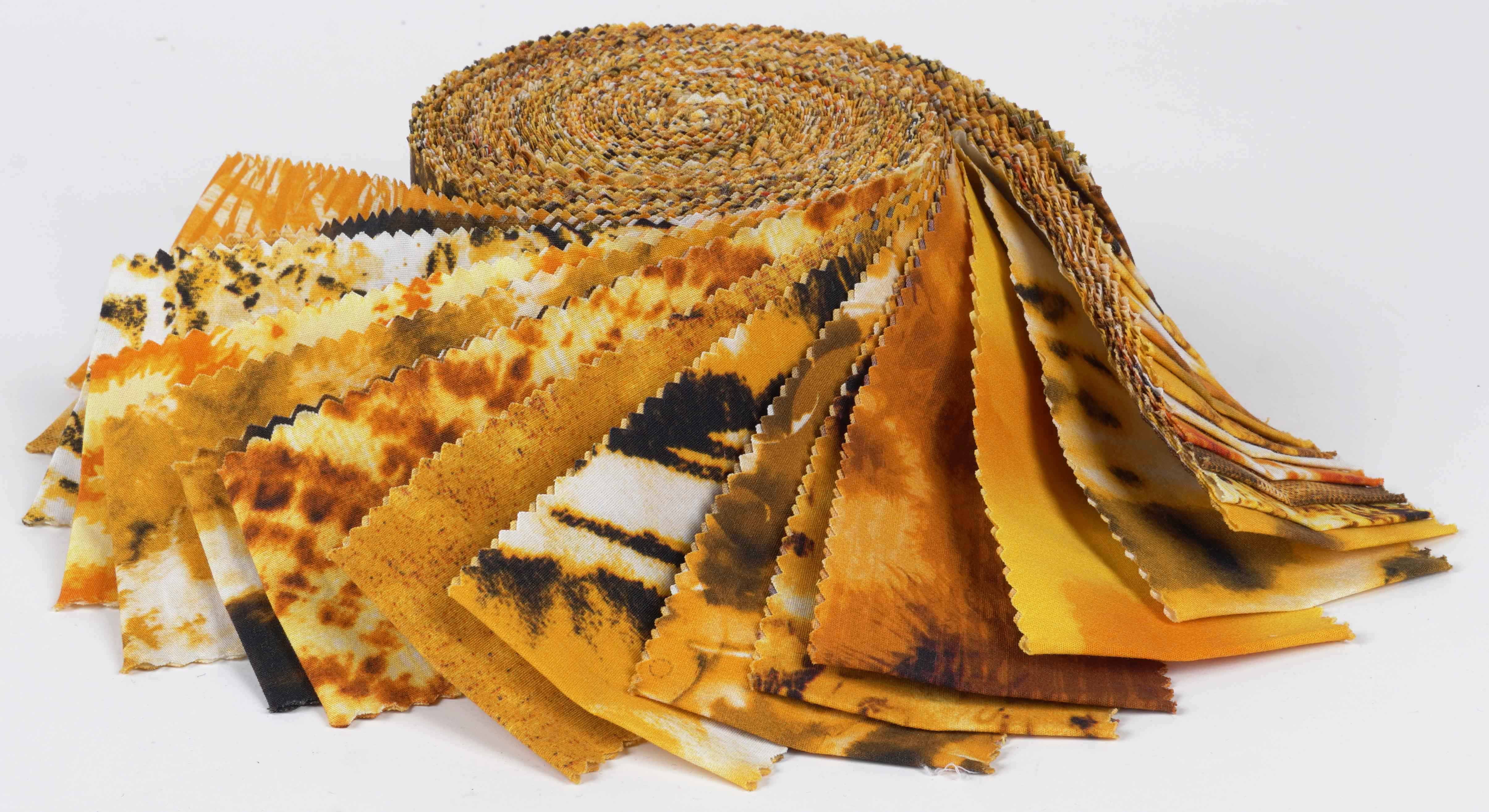 Soimoi 40Pcs Tie Dye Print Cotton Precut Fabrics For Quilting Craft Strips 2.5x42inches Jelly Roll - Yellow