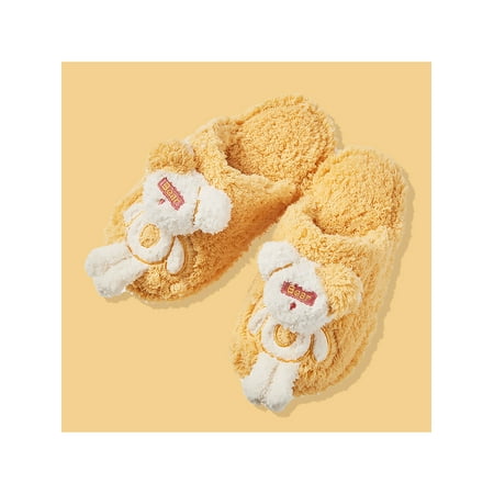 

Rotosw Kids Plush Slipper Cartoon House Shoes Memory Foam Warm Slippers Lightweight Closed Toe Shoe Indoor Nonslip Bootie Bear Yellow 8.5-9