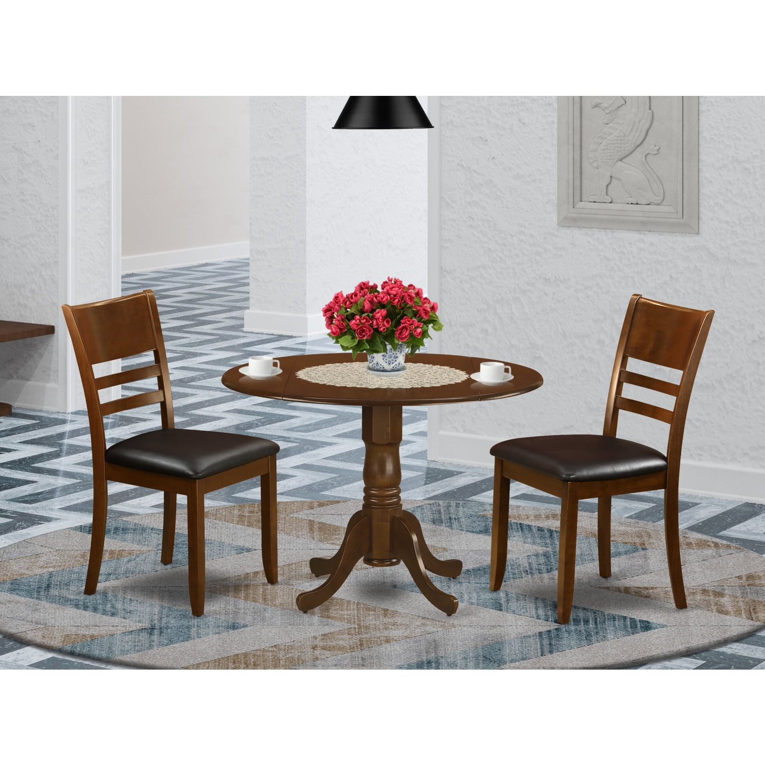 DLLY3-ESP-LC 3 Pc Dinette Table with 2 drop leaves and 2 Leather ...