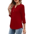thumbnail image 5 of WIHOLL 3/4 Length Sleeve V Neck Blouses for Women Dressy Casual Spring Summer Tops Business Casual Resort Wear, 5 of 11