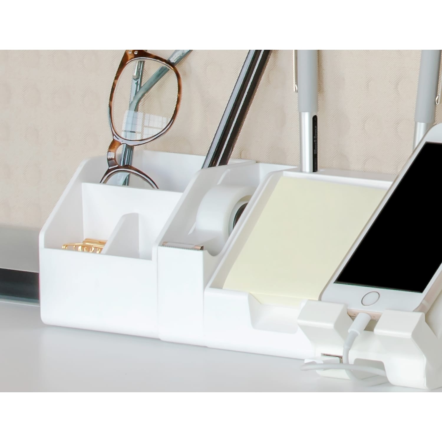Bostitch Konnect™ Tape Dispenser with Premium Single-sided Tape, Sticks to Desk, White (KT-TAPE-WHITE)