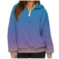 thumbnail image 2 of Xdegoge Quarter Zip Pullover Women Hoodies Long Sleeve Gradient Color Trendy Sweatshirts with Pocket Drop Shoulder Oversized Casual Tops 2025 Winter Clothes, 2 of 5