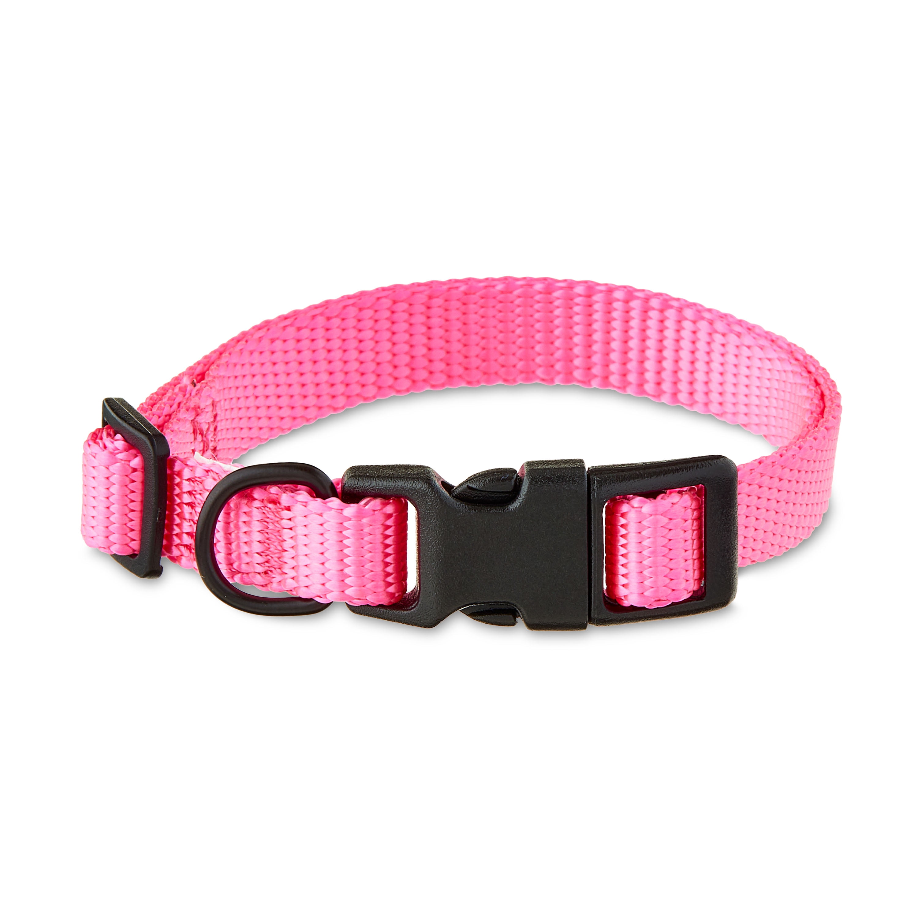 (2 pack) Vibrant Life Solid Polyester Adjustable Dog Collar, Pink, S
