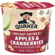 Quaker Instant Oatmeal, Apples & Cranberries, Quick Cook Ready-to-Microwave Oatmeal, 1.79 oz Cup