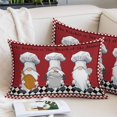 thumbnail image 2 of Red Chef Gnomes King Pillow Covers, Farmhouse Red White Plaid Soft Breathable Throw Pillow Cases with Invisible Zipper, Decorative Pillowcase Pillows Protectors for Sofa Bed Couch 20"x36", 2 of 9