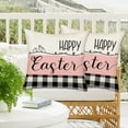 thumbnail image 3 of Happy Easter White Pink Pillow Covers 20x20 Inch Set of 2 Black White Buffalo Plaid Rabbit Bunny Family Easter Decorations Throw Pillow Covers Cushion Case Spring Farmhouse Outdoor Home Decor, 3 of 5