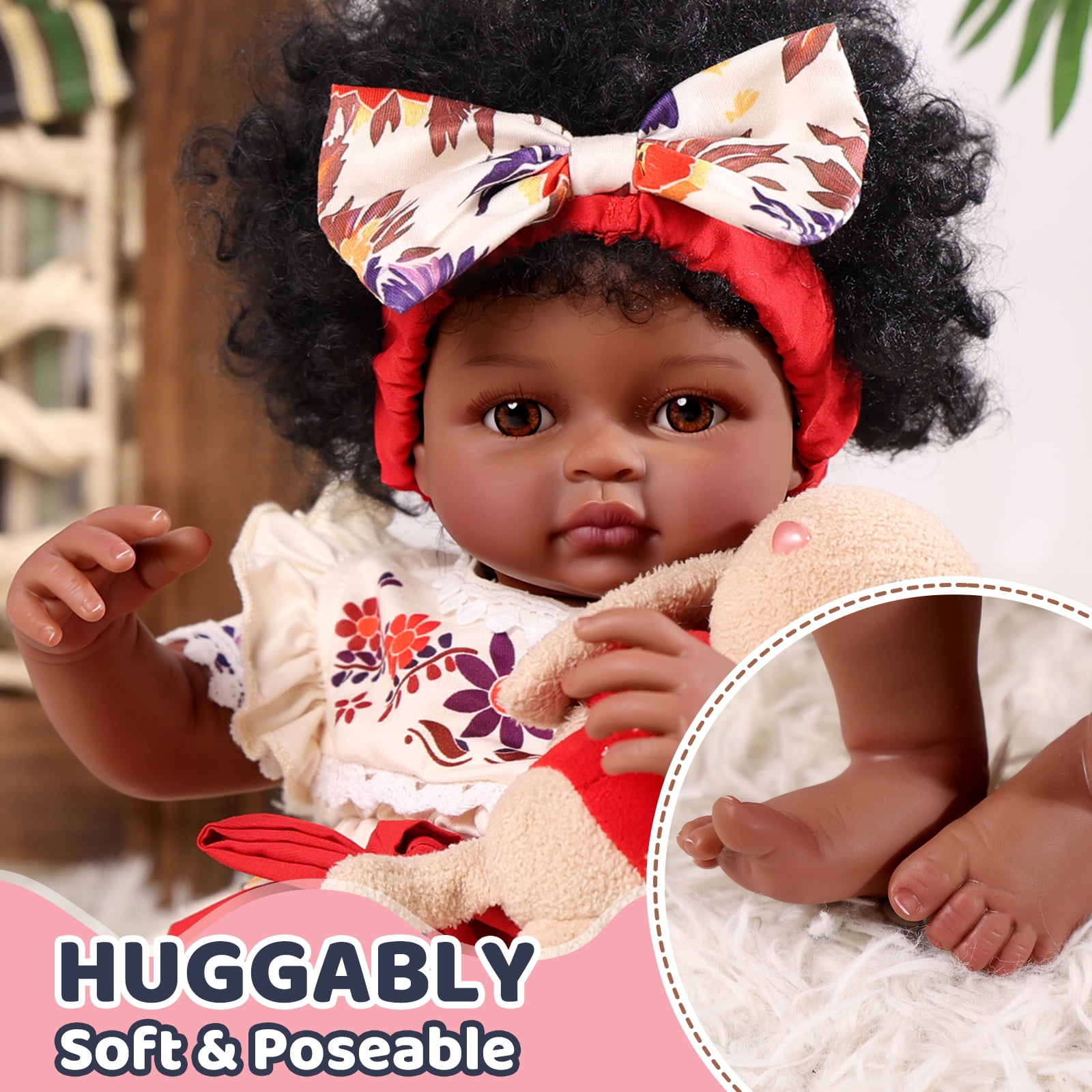 RSG Lifelike Reborn Baby Dolls Black Girl- 17 Inch Soft Body - Handmade Real Life Baby Dolls with Clothes and Toy Gift for Kids Age 3+