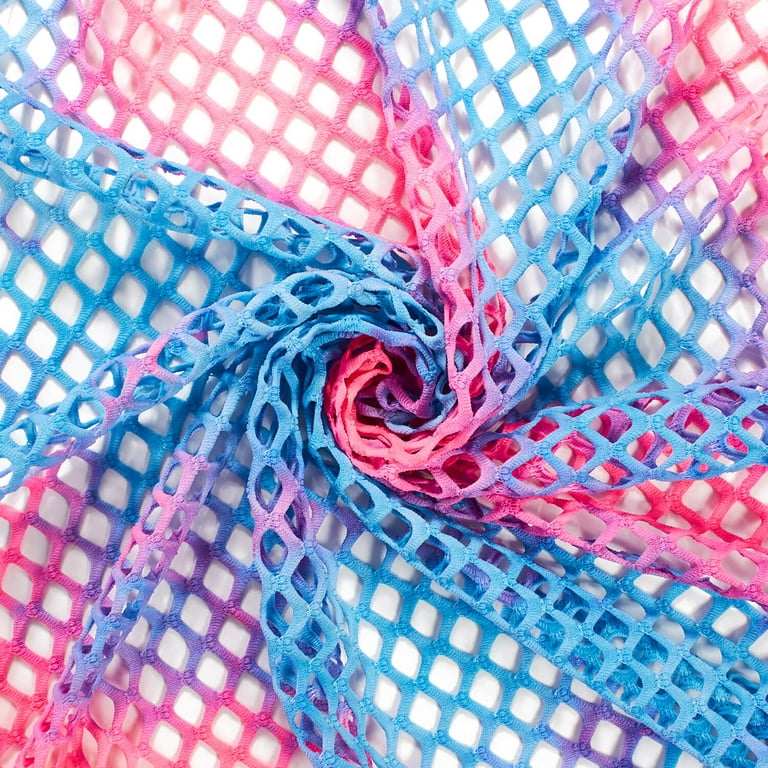 Turquoise Hot Pink Cabaret Stretch Mesh Net Fabric Spandex Hole