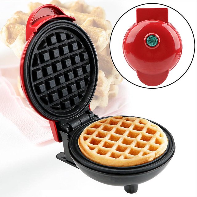 1 pieza (roja, redonda) Mini máquina para hacer gofres, máquina para hacer gofres pequeña con revestimiento antiadherente, para cumpleaños de niños, fiestas familiares, Pascua o Navidad