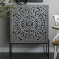 thumbnail image 2 of DecMode 32" x 42" Gray Wood Intricately Carved 1 Shelf and 2 Doors Floral Cabinet, 1-Piece, 2 of 9