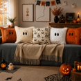 thumbnail image 6 of Halloween Pillow Covers 18x18 inch Set of 2, Black Eyes White Ghost Throw Pillow Cases Soft Plush Faux Fur Wool Couch Cushion Case for Chair Sofa Bedroom Living Room Home Decor, 6 of 8