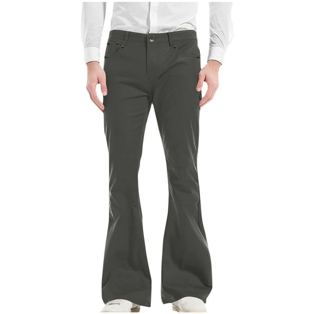 Puntoco Pantalones casuales largos para hombre Pantalones casuales con bolsillos y cremallera y botones Pantalones vintage para hombre