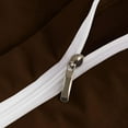 thumbnail image 4 of DNG Creations 3 Piece Double Ruffle Duvet Cover With Zipper Closure ( Solid Chocolate ) All-Season 100% Egyptian Cotton, 800 Thread Count ( Oversized Queen - Size ), 4 of 6