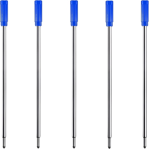 CCOCC Blue Ink Refill Pack of 5,Replaceable Ballpoint Pen Refills,Medium Point Metal Refill (Blue)