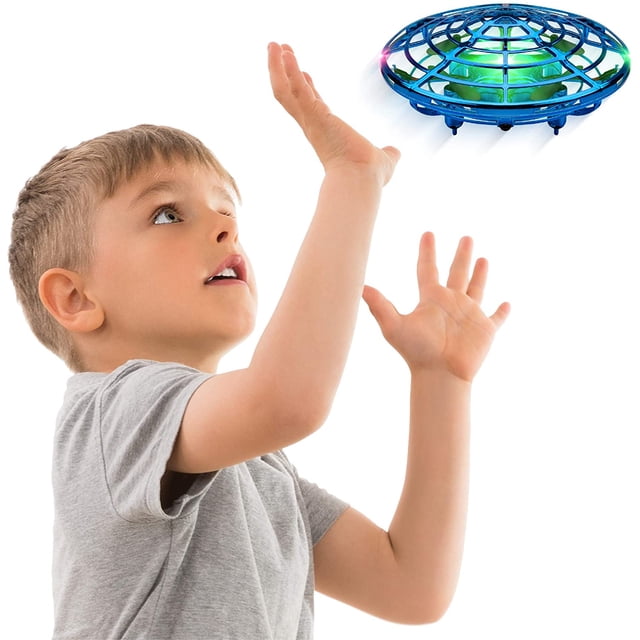 Scoot Hand Operated Drone for Kids or Adults - Hands Free Motion Sensor Mini Drones, Easy LED Indoor Rechargeable UFO Toy Flying Orb Ball Drone Toys for Boys and Girls (Blue)