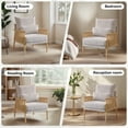 thumbnail image 6 of UBesGoo Modern Accent Chair, Chenille Armchair with Solid Wood Frame and Jute Rope Armrests, Comfy Single Reading Sofa with Pillow, Light Gray, 6 of 9
