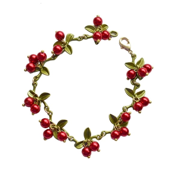 Osdhezcn Colorful Beaded Plant Leaves Bracelet Sweet Cranberry Charm Bracelets Wristchain for Women Girls Party Birthday Jewelry Gift