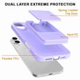 thumbnail image 6 of Dteck Hidden Wallet Cash Slot Case for iPhone 16, Heavy Duty Hard PC + Soft TPU Bumper Protective Rugged Cover with Built-in Mirror, Shockproof Dual Credit Card Holder Slim Case, Purple, 6 of 6