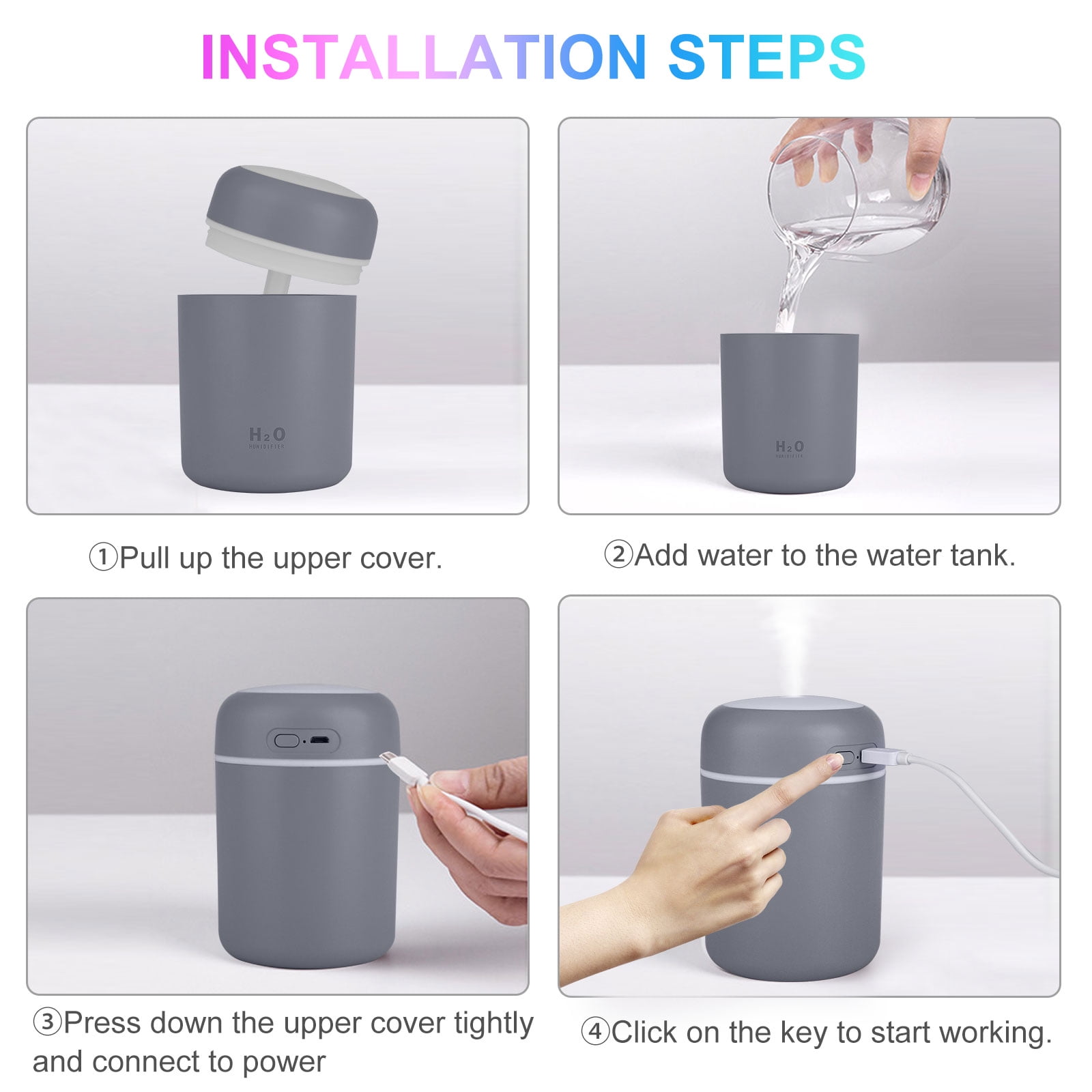 300ml Essential Oil Aroma Diffuser, EEEkit Ultrasonic Cool Mist Humidifier with 2 Mode and LED Color Changing Light