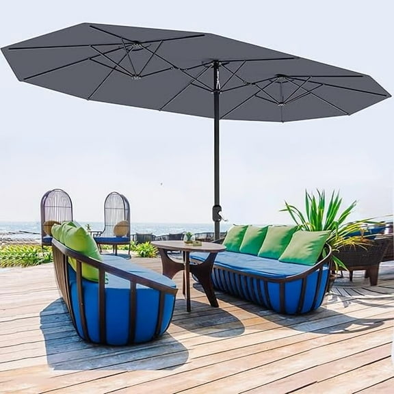 13FT Outdoor Umbrellas for Patio, Double-Sided Rectangular Patio Umbrella with Fade Resistant Canopy for Deck Pool Garden Backyard