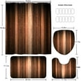 thumbnail image 4 of 4 Pcs Brown Striped Shower Curtain Set Orange Copper Abstract Fall Bathroom Sets with and Rugs Vintage Bronze Decor Glass Texture Curtains Toilet Lid Cover, 4 of 7
